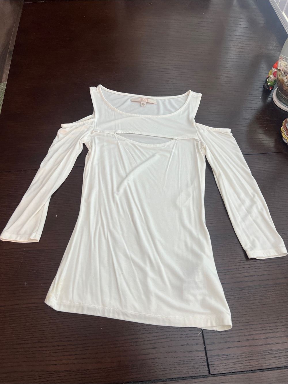 Guess White Cold-Shoulder Tunic Top